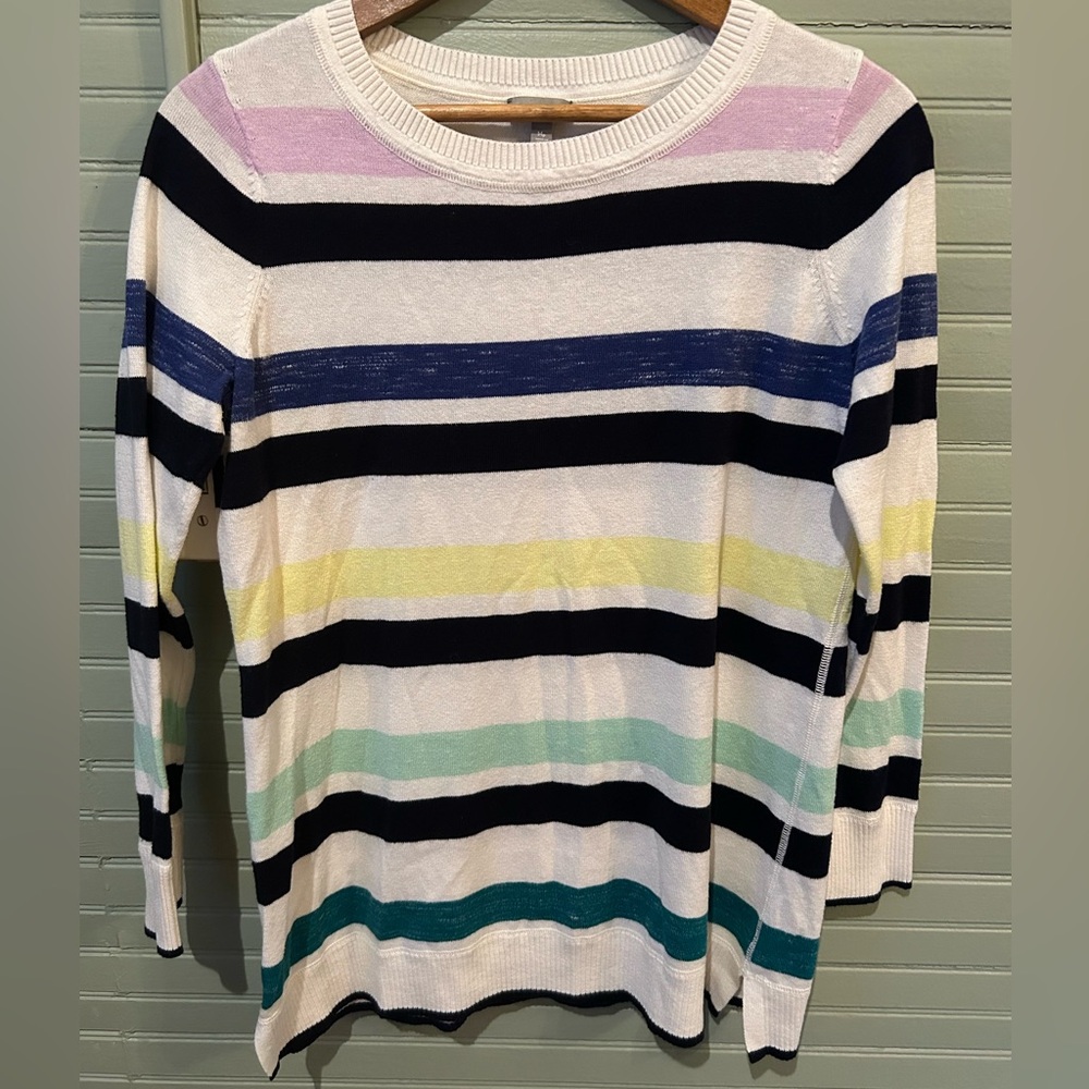 T By Talbots Women's Colorful Striped Sweater Siz… - image 1